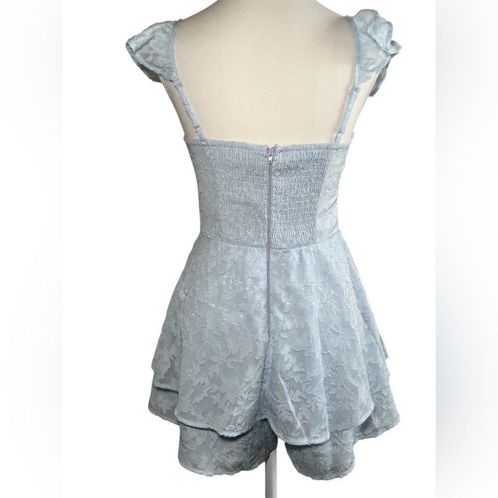 Windsor Light Blue Lace Mini Romper Dress S Babydoll Corset - Picture 2 of 13